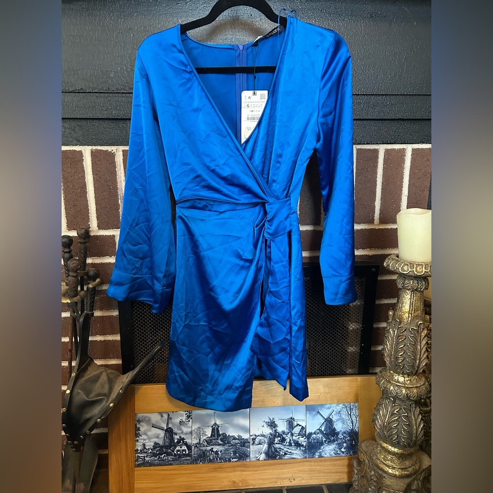 Zara NWT satin wrap dress